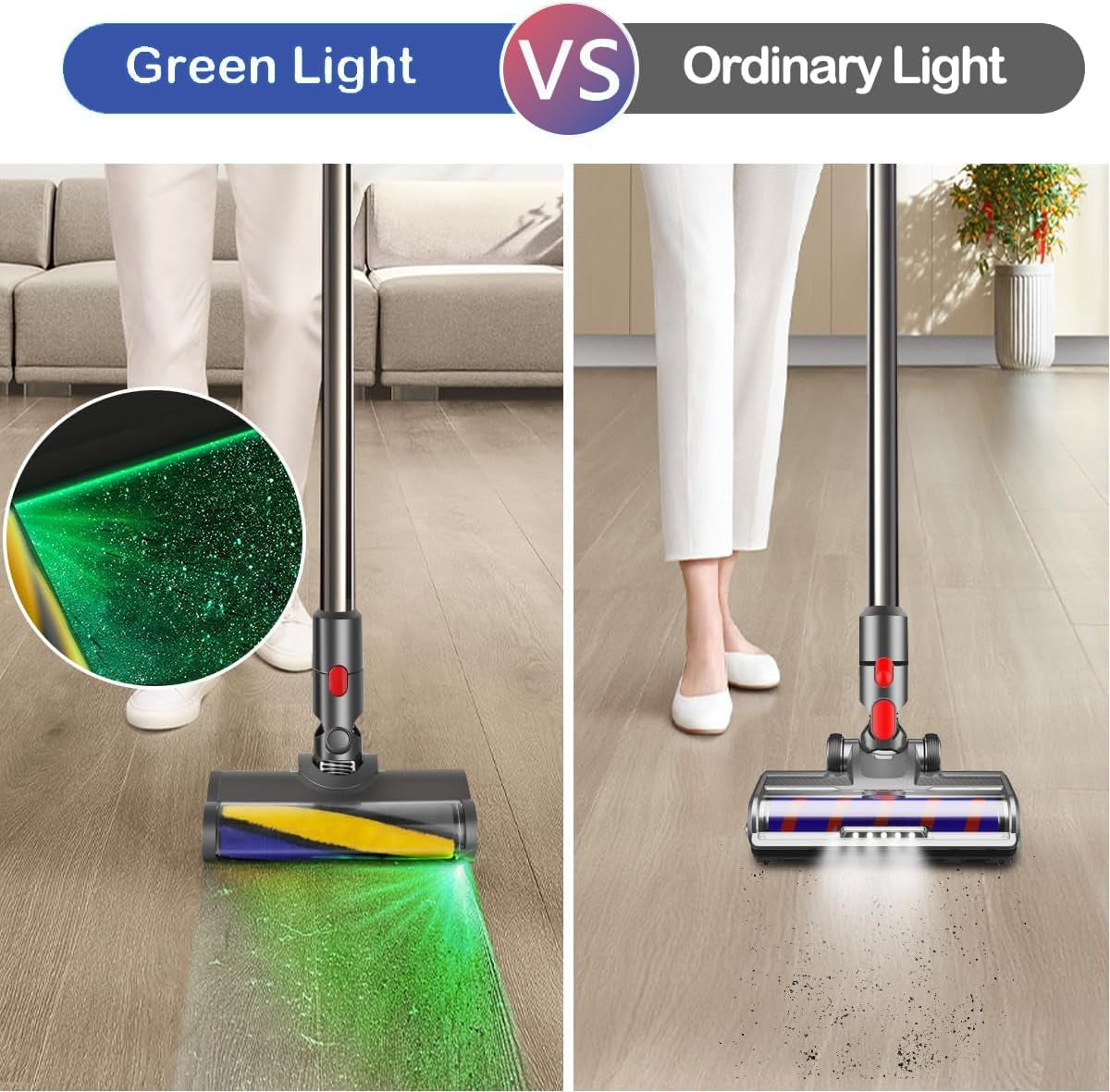 Softwalze Bodendüse Kompatibel Mit Dyson V7 V8 V10 V11 V15 Staubsauger | Ersatzbürste Mit LED | Staubanzeige-Funktion | Zubehör Für Quick Release-Turbobürste Für Hartboden