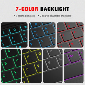 FINTIE Für Ipad Pro 11 Zoll M4 (2024) Hülle Mit Tastatur - Soft TPU Rückseite Schutzhülle Mit Stifthalter, Magnetisch Abnehmbarer QWERTZ Keyboard, 7-Farbige Beleuchtung, Schwarz