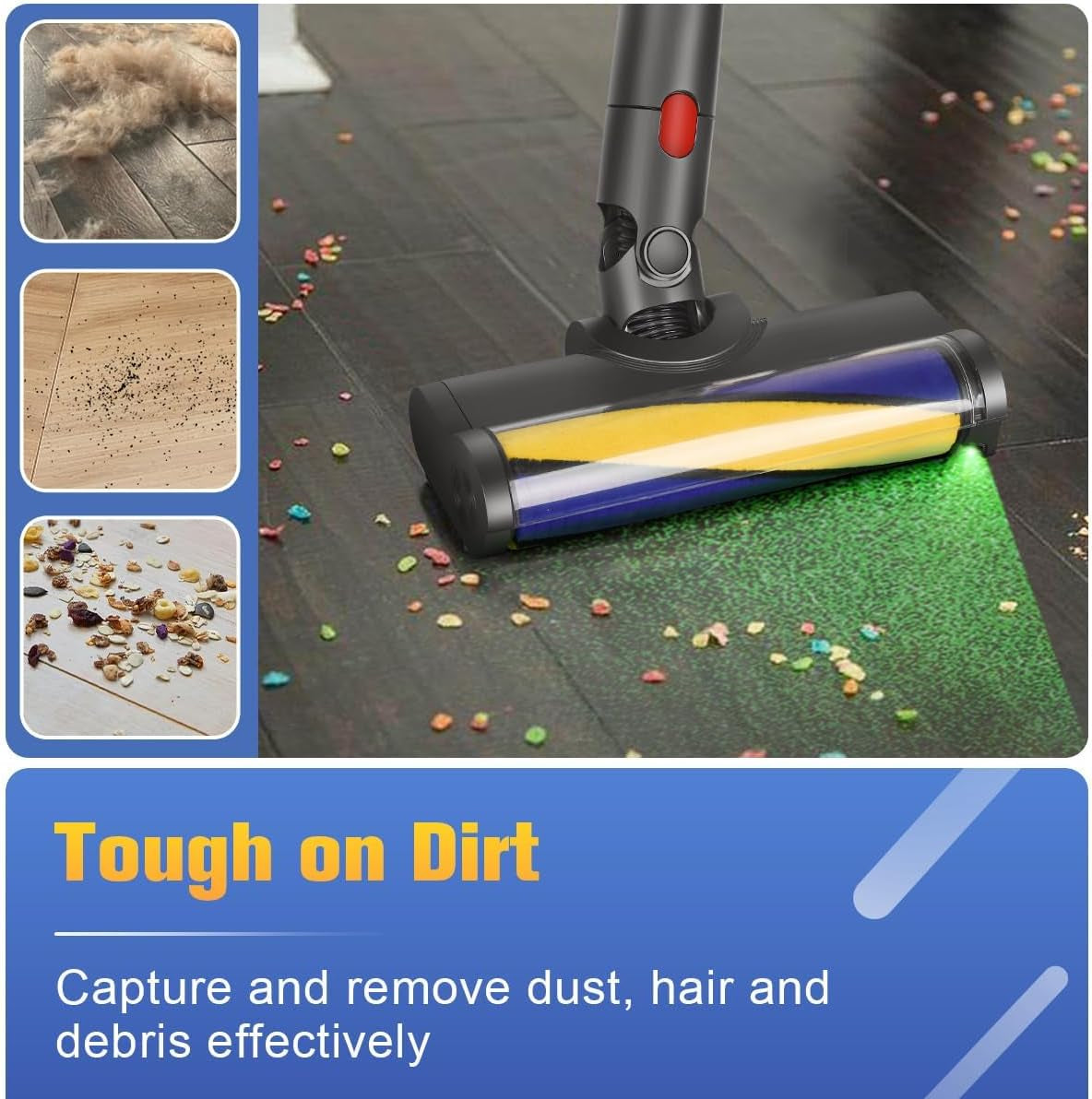 Softwalze Bodendüse Kompatibel Mit Dyson V7 V8 V10 V11 V15 Staubsauger | Ersatzbürste Mit LED | Staubanzeige-Funktion | Zubehör Für Quick Release-Turbobürste Für Hartboden