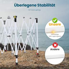 Hoteel Pop-Up-Zelt Für Partys Mit 4 Sandsäcken, 4 Seilen, 4 Heringen Und Gewelltem Rand, Ez-Setup Für Eine Person, Verdickte 0,6 Mm Kreuzrohre Für Zusätzliche Höhe, 310 Cm Modell Für Reichlich
