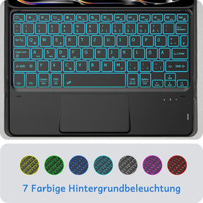 CACOE Hülle Tastatur Kompatibel Mit Ipad Pro 11 Zoll M4 Hülle 2024 Mit Touchpad, 7-Farbige Beleuchtung Abnehmbare Kabellose, Schwarz