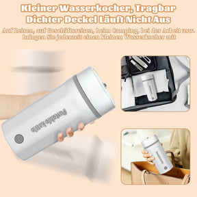 Elektrischer Reisewasserkocher Klein 500ML, Kleiner Wasserkocher Reise Schnelles Kochwasser Mini -Wasserkocher Tragbar 304 Edelstahl, Automatisches Schließen, for Tee, Kaffee, Babymilch,Elfenbeinweiß