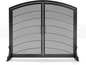 SCENDOR GARDEN Kaminabdeckung Schmiedeeisen 99CM (L) X 83.6CM (H) Moderner Stilvoller Faltbarer Sicherheits-Kaminzaun Funkenabweiser Schwarz