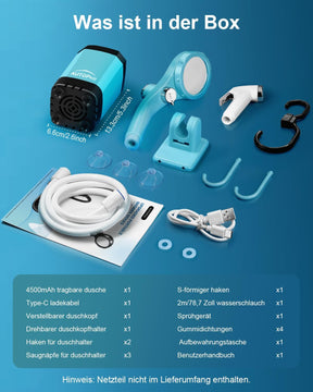 Autopkio Tragbare Campingdusche, Camping Dusche Akku Mit Pumpe Und Smart Display, Mobile Dusche Outdoor Set Mit Duschkopf Für Wandern Autowaschen Haustier Garten