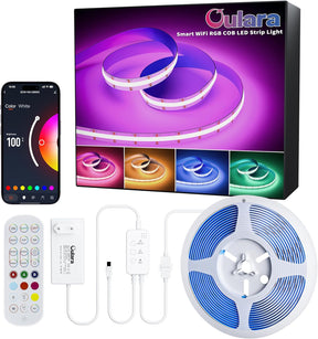 WIFI COB RGB LED Streifen 6M,Farbe Wechsel Dimmbar LED Band Licht Dc24V,Smart Funktioniert Mit Tuya/Alexa/Google Assistant,Mehrfarbiges Flexibles LED Strip Light Für TV,DIY Dekoration