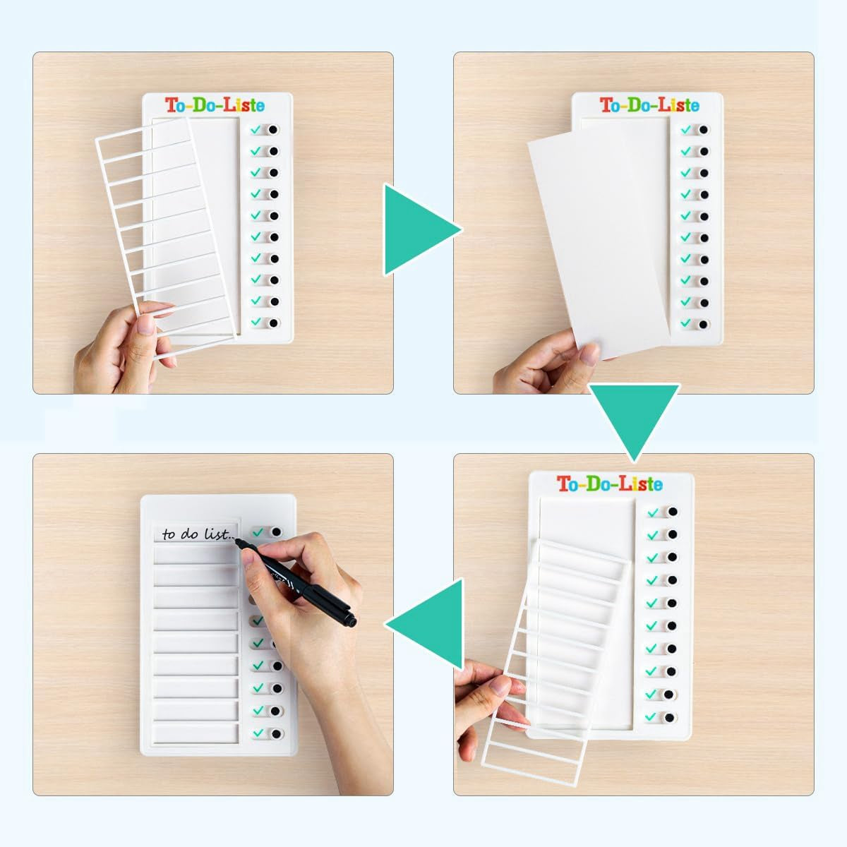 Checklist Board, Stick-On Task List, Reusable Memo Board for Children, Task Planner Children, Task List for Children (To-Do-Liste-2Pcs)