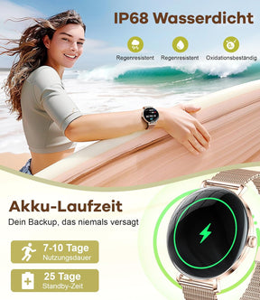 LIGE 2025 Smartwatch Damen, 1,43" HD AMOLED Kreisbogen Display Roségold Armbanduhr Mit Telefonfunktion, Menstruationszyklus/Herzfrequenz, IP68 Wasserdicht 120+ Sportmodi Sportuhr Für Andriod Ios