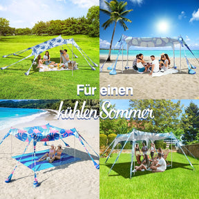 Rhino Valley Strandmuschel, Strandzelt Sonnenschutz UV 50+, Windschutz Strandzelt, Tragbar Sonnensegel Strand Für Camping, Angeln, Picknick Im Garten Strand