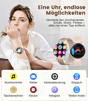 LIGE 2025 Smartwatch Damen, 1,43" HD AMOLED Kreisbogen Display Roségold Armbanduhr Mit Telefonfunktion, Menstruationszyklus/Herzfrequenz, IP68 Wasserdicht 120+ Sportmodi Sportuhr Für Andriod Ios