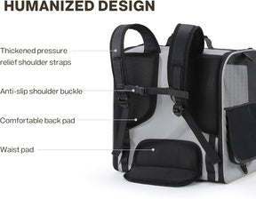 Pecute Große Katzen Rucksack Tragetasche Für Katzen & Kleine Hunde, Belüfteter & Robuster Haustier Rucksack Für Wandern, Camping, Reisen Leichtes, Ergonomisches Design, Grau
