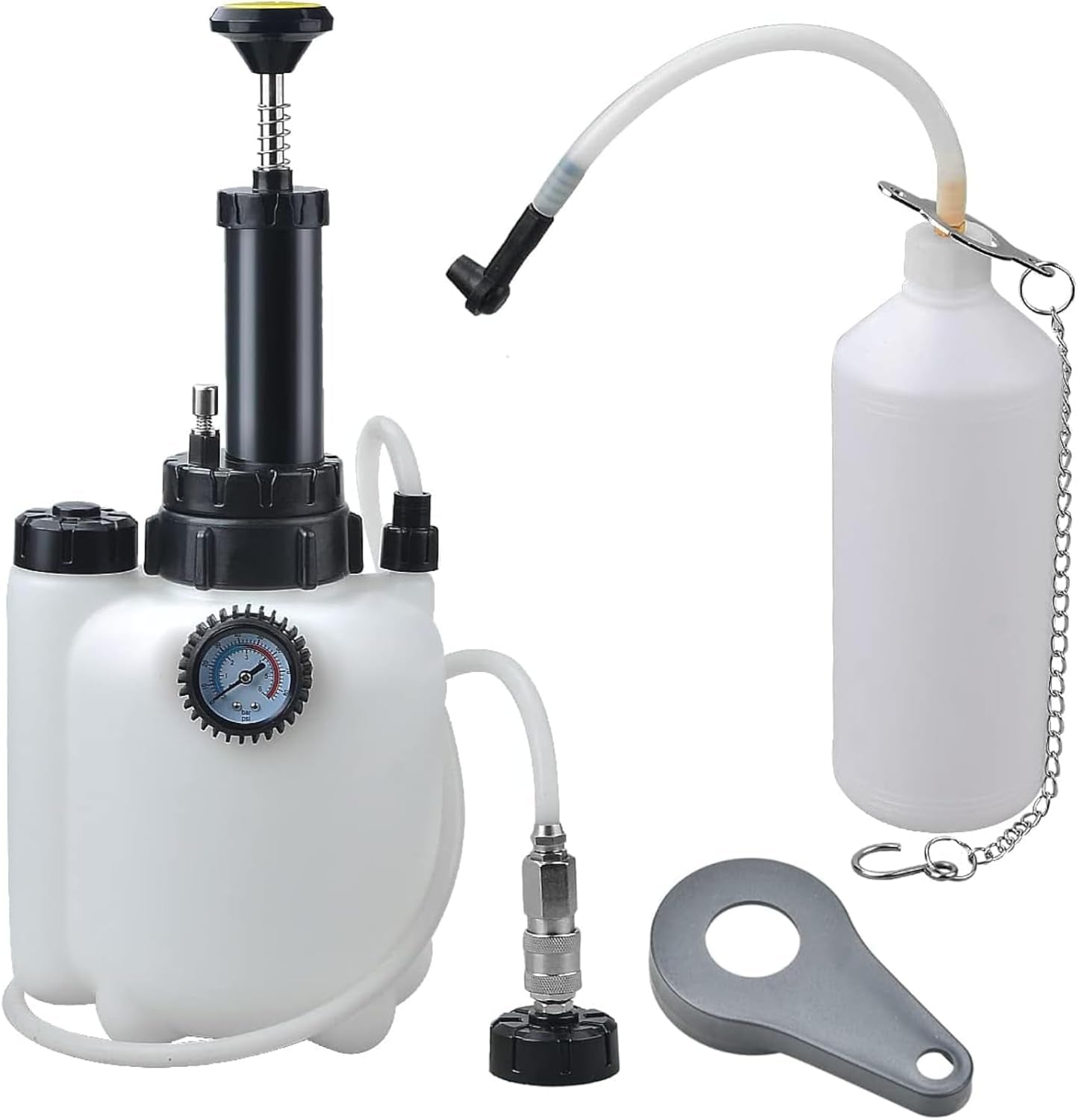 Zoomtools 3L Bremsenentlüftungsgerät Auto Bremsenentlüfter Bremsflüssigkeitswechselgerät Für E20 (Adapter Ø45Mm) | Ssigkeitspumpe Hydraulische Bremse Mit 1L Absaugbehälter