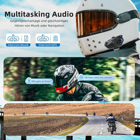 WAYXIN R16 Motorrad Bluetooth Headset –Motorradhelm -Intercom Mit Dual-Chip, Multi-Audio,Ip67 Wasserdicht, Musik Teilen & Fm-Radio, Für 6 Personen-Gruppe – Kompatibel Mit Anderen Marken