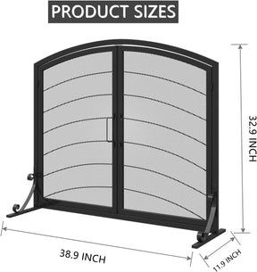 SCENDOR GARDEN Kaminabdeckung Schmiedeeisen 99CM (L) X 83.6CM (H) Moderner Stilvoller Faltbarer Sicherheits-Kaminzaun Funkenabweiser Schwarz