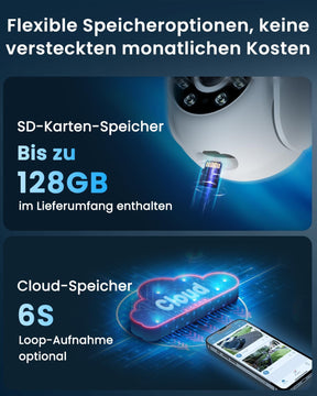 ANRAN 3K Überwachungskamera Aussen WLAN, 360° PTZ Kamera Überwachung Outdoor Mit Automatischer Verfolgung, 5MP Vollfarbige Nachtsicht, Zwei-Wege-Audio, P2 Max