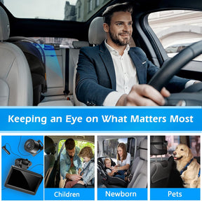 7In Baby Car Camera, 1080P IR Night Vision Baby Car Mirror with 178° Wide Angle - HD IPS Display Rear Facing Monitor, Safe Driving for New Parents, Infants, Kids & Toddlers