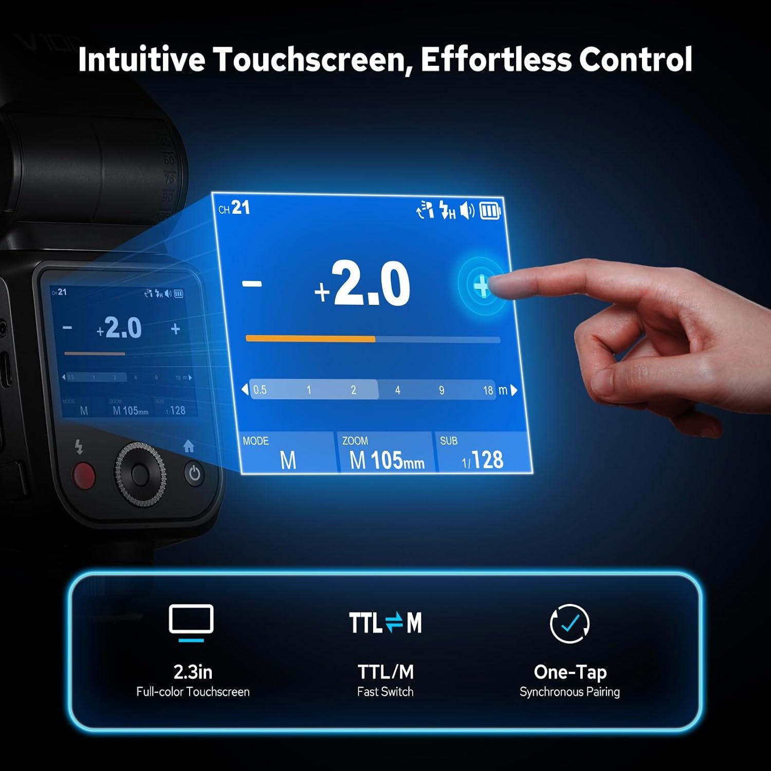 Godox V100-S V100 S round Head Flash Kompatibel Für Sony, 2.4G Wireless HSS 1/8000S V100S Strobe TTL Speedlight Mit Li-Ion Akku Abnehmbarer Sub Flash Support Type-C