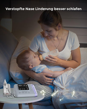 Nasensauger Baby Elektrisch, Nasal Aspirator Mit 9 Stufen, Wiederaufladbar Nasenschleim Sauger Mit Musik & Licht, 3 Silikonspitzen, Anti-Reflux-Design