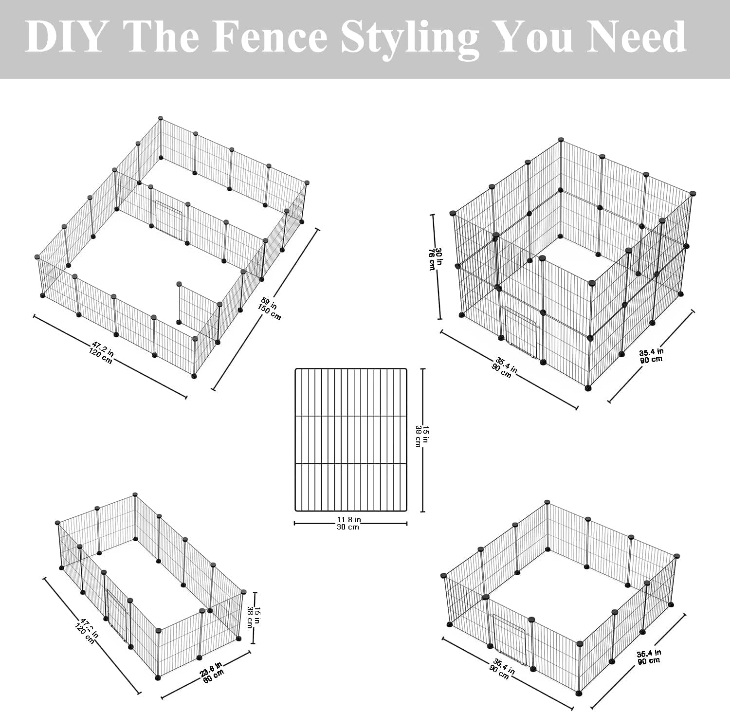 PILIN Kaninchengehege, Metallzaun, Drahtkäfig Mit Wasserdichter Matte, DIY Montage Von Verschiedenen Größen Von Metalldrahtkäfig 30X38 12Pcs
