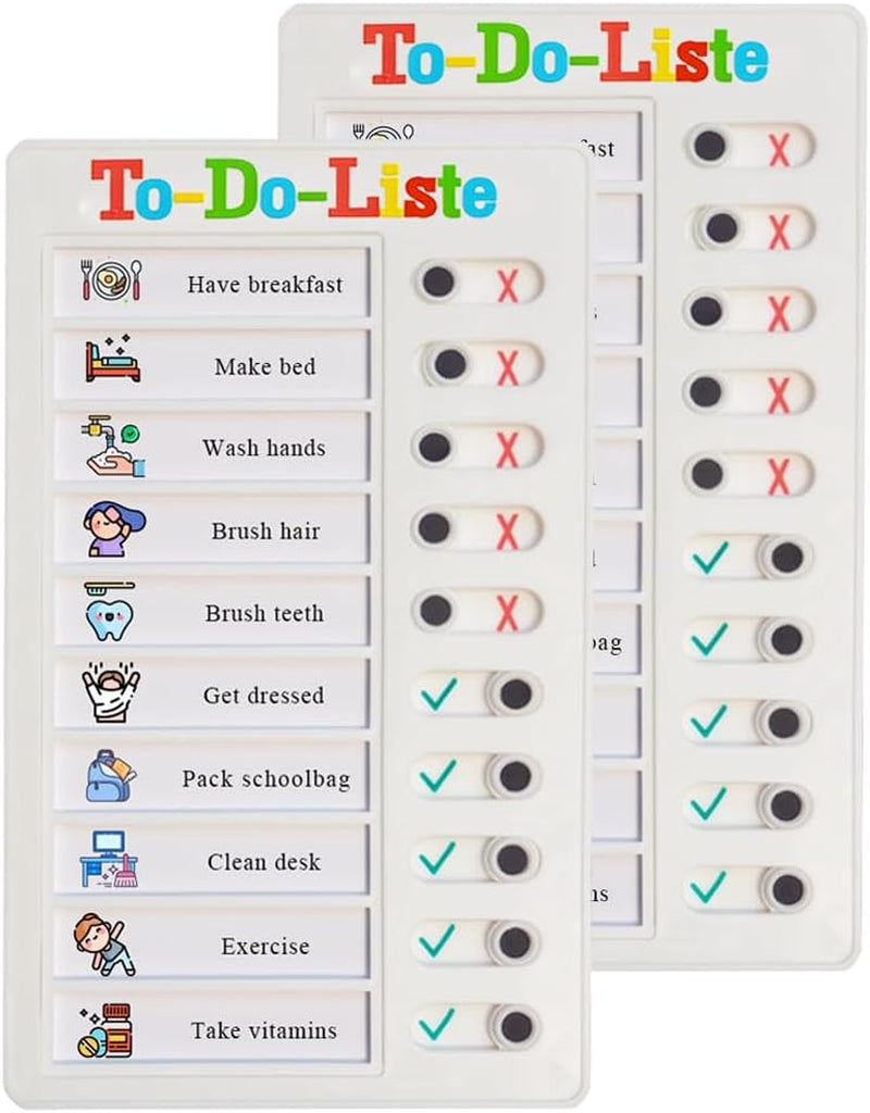 Checklist Board, Stick-On Task List, Reusable Memo Board for Children, Task Planner Children, Task List for Children (To-Do-Liste-2Pcs)