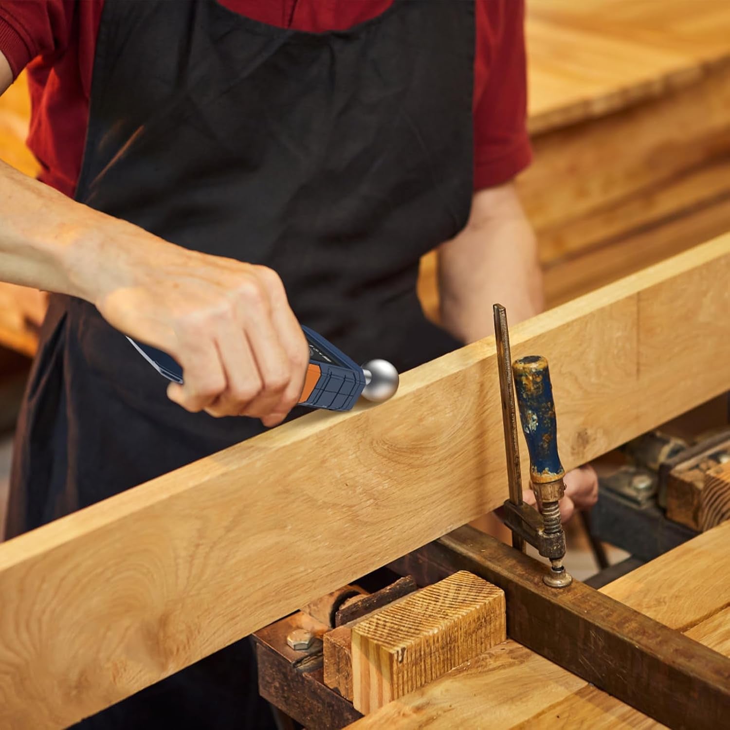 Feuchtigkeitsmessgerät, GOYOJO Holzfeuchtemessgerät Mit Lcd-Bildschirm Und Akustischem Alarm, Wiederaufladbare Feuchtigkeitsmesser Für Holz Brennholz Und Papier, Nachweis Von 5 Bis 40 Mm