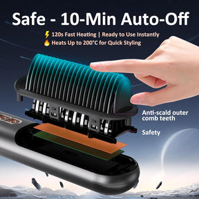 Glättbürste Kabellos,  Haarglätter Bürste 40 Millionen Negative Ionen Glättungsbürste Tragbar 5000Mah Glätteisen Für Reise Wiederaufladbare Mini Stylingbürste 3 Temperaturstufen Glättungskamm