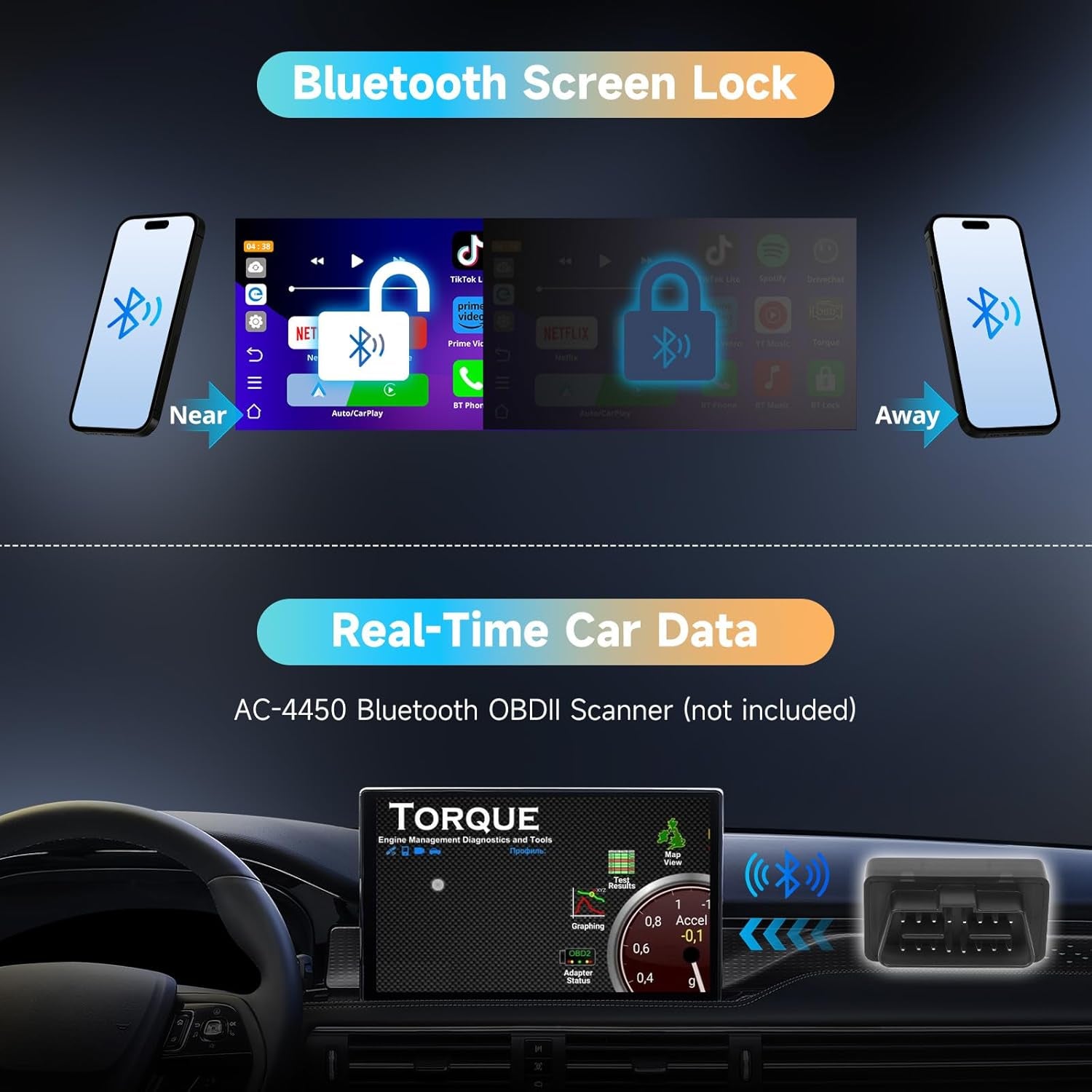 AD5 Wireless Carplay Adapter & Android Auto Adapter, Plug & Play Car Video Box, 2025 Upgrade Ai Box Carplay Dongle Mit Netflix, Youtube, Dual Wi-Fi, Bluetooth, Chatgpt, Grauschwarz