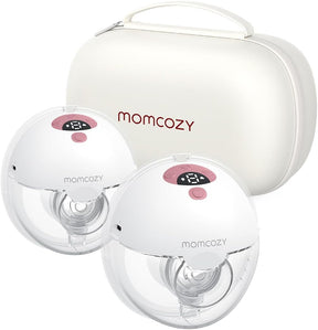 Momcozy Milchpumpe Elektrisch Tragbar Freihändig M5, Tragbare Doppelmilchpumpe Für Den Babymund, Doppelt Abgedichteter Flansch Mit 3 Modi Und 9 Stufen, Milchpumpe Elektrisch, 24 Mm (2, Rot)