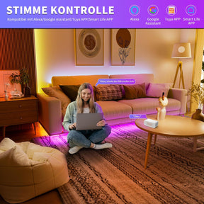 WIFI COB RGB LED Streifen 6M,Farbe Wechsel Dimmbar LED Band Licht Dc24V,Smart Funktioniert Mit Tuya/Alexa/Google Assistant,Mehrfarbiges Flexibles LED Strip Light Für TV,DIY Dekoration