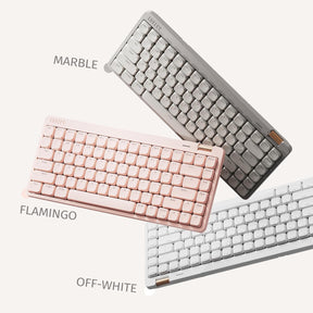 Flow Lite84 Tasten Low Profile Mechanische Tastatur, Swappable Wiederaufladbare Kabellose Tastatur Mit 2.4G Empfänger, Bluetooth Und Kabelanschluss Für Windows,Mac/Linear Switches(Marmor) Us-Layout