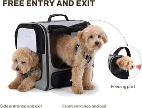 Pecute Große Katzen Rucksack Tragetasche Für Katzen & Kleine Hunde, Belüfteter & Robuster Haustier Rucksack Für Wandern, Camping, Reisen Leichtes, Ergonomisches Design, Grau