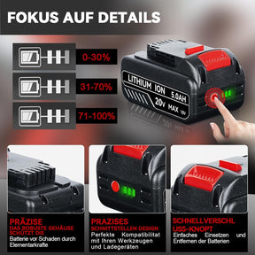 5000Mah DCB200 Li-Ion Ersatzakku Für Dewalt 18V Akku 20V Max DCB180 DCB181 DCB182 DCB201 DCB203 DCB200 Mit Led-Anzeige Ersatzakku Für Dewalt Akku 18V DCD/DCF/DCG Serie Akku-Elektrowerkzeuge